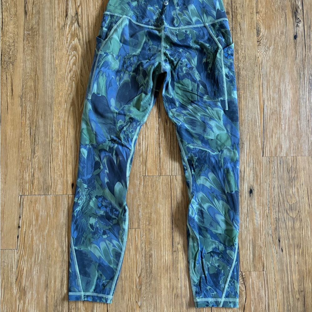 Lululemon Pocket Align Blue Green Patterned Leggings